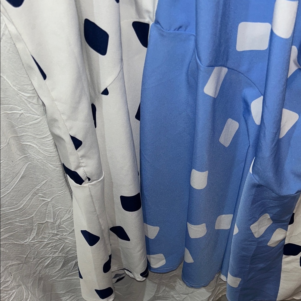 Ashley Stewart Blue & White Geometric Wrap Maxi Dress size 22/24 - Picture 7 of 10